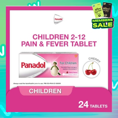 PANADOL Children's Chewable Tablet (Fever + Cold & Pain Symptoms Relief) Cherry Flavour 24s