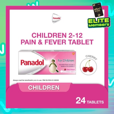 PANADOL Children's Chewable Tablet (Fever + Cold & Pain Symptoms Relief) Cherry Flavour 24s