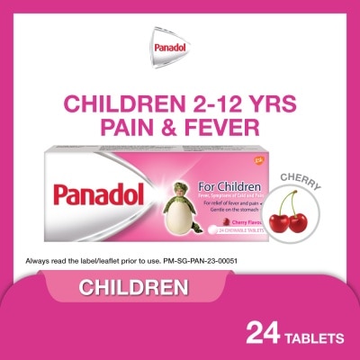 PANADOL - Children's Chewable Tablet (Fever + Cold & Pain Symptoms Relief) Cherry Flavour 24s