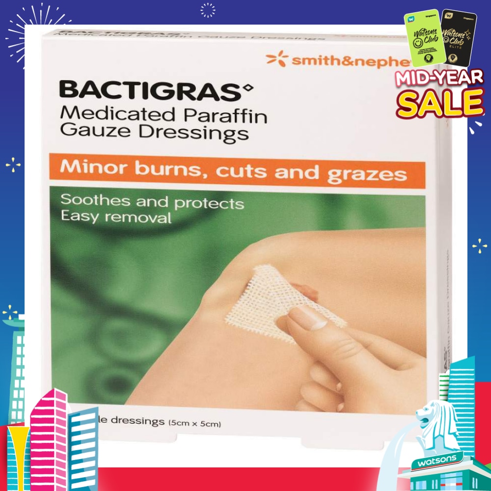 Medicated Paraffin Gauze Dressing (5cm x 5cm) 5s