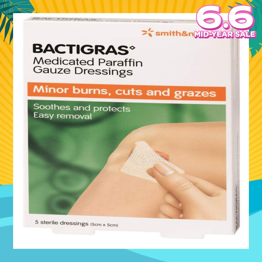 Medicated Paraffin Gauze Dressing (5cm x 5cm) 5s