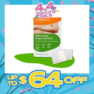 SMITH & NEPHEW - Medicated Paraffin Gauze Dressing (5cm x 5cm) 5s