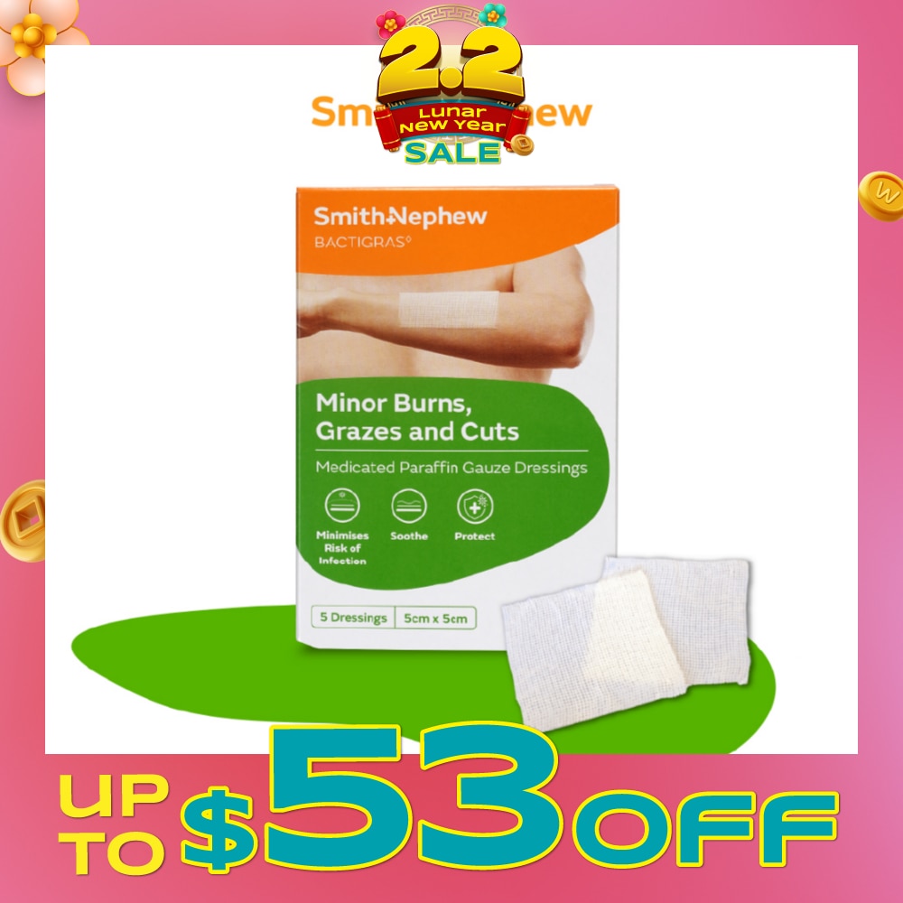 Medicated Paraffin Gauze Dressing (5cm x 5cm) 5s