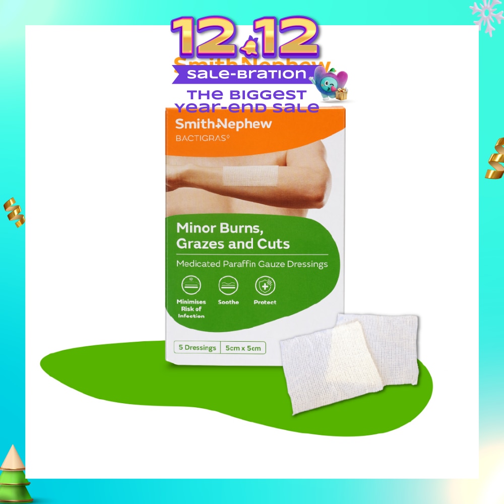 Medicated Paraffin Gauze Dressing (5cm x 5cm) 5s