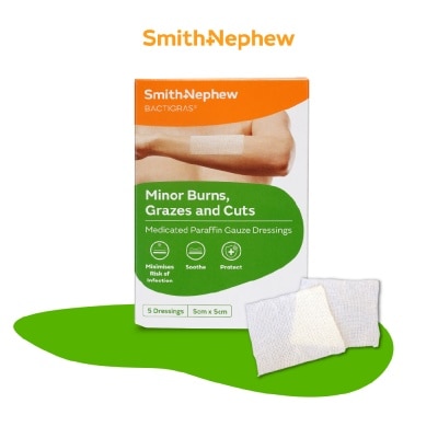 SMITH & NEPHEW Medicated Paraffin Gauze Dressing (5cm x 5cm) 5s