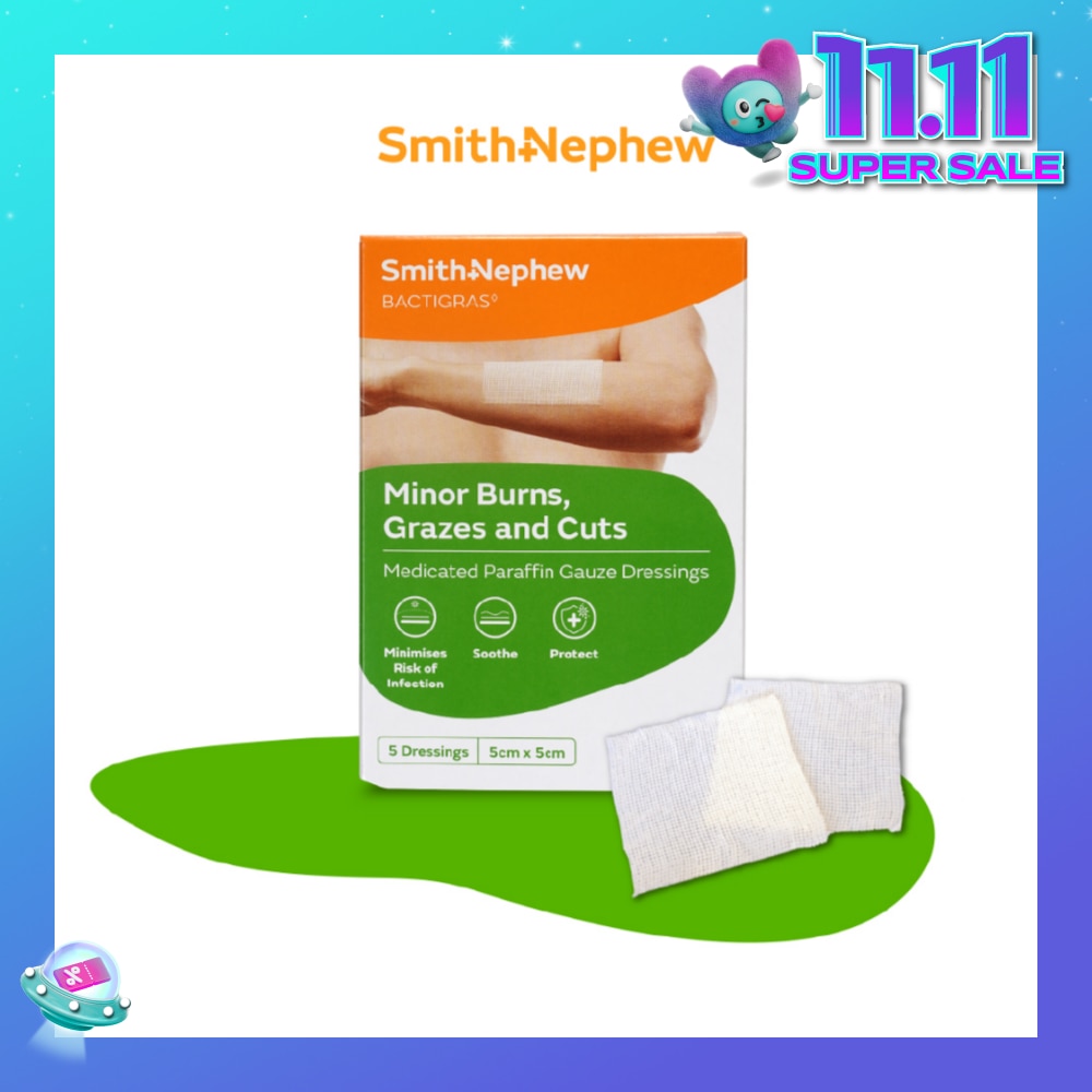 Medicated Paraffin Gauze Dressing (5cm x 5cm) 5s