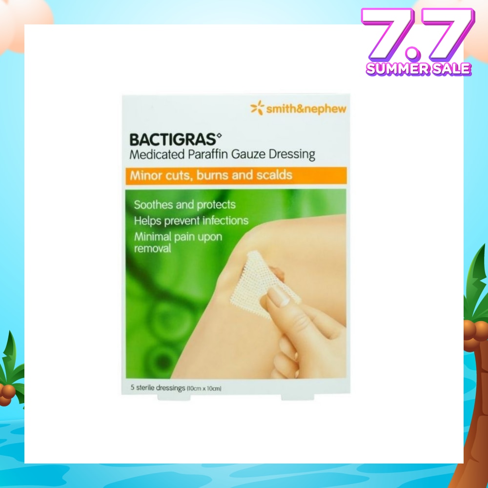 Bactigras Medicated Paraffin Gauze Dressing Sterile (10cm x 10cm) 5s (Expiry: Feb`2026)