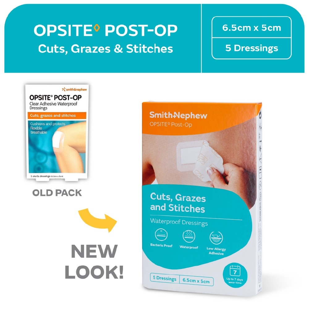 Opsite Post-Op Clear Adhesvie Waterproof Dressing 6.5cm X 5cm X 5pcs