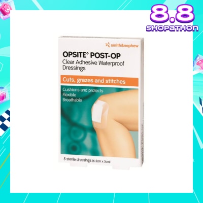 SMITH & NEPHEW Opsite Post-Op Clear Adhesvie Waterproof Dressing 6.5cm X 5cm X 5pcs