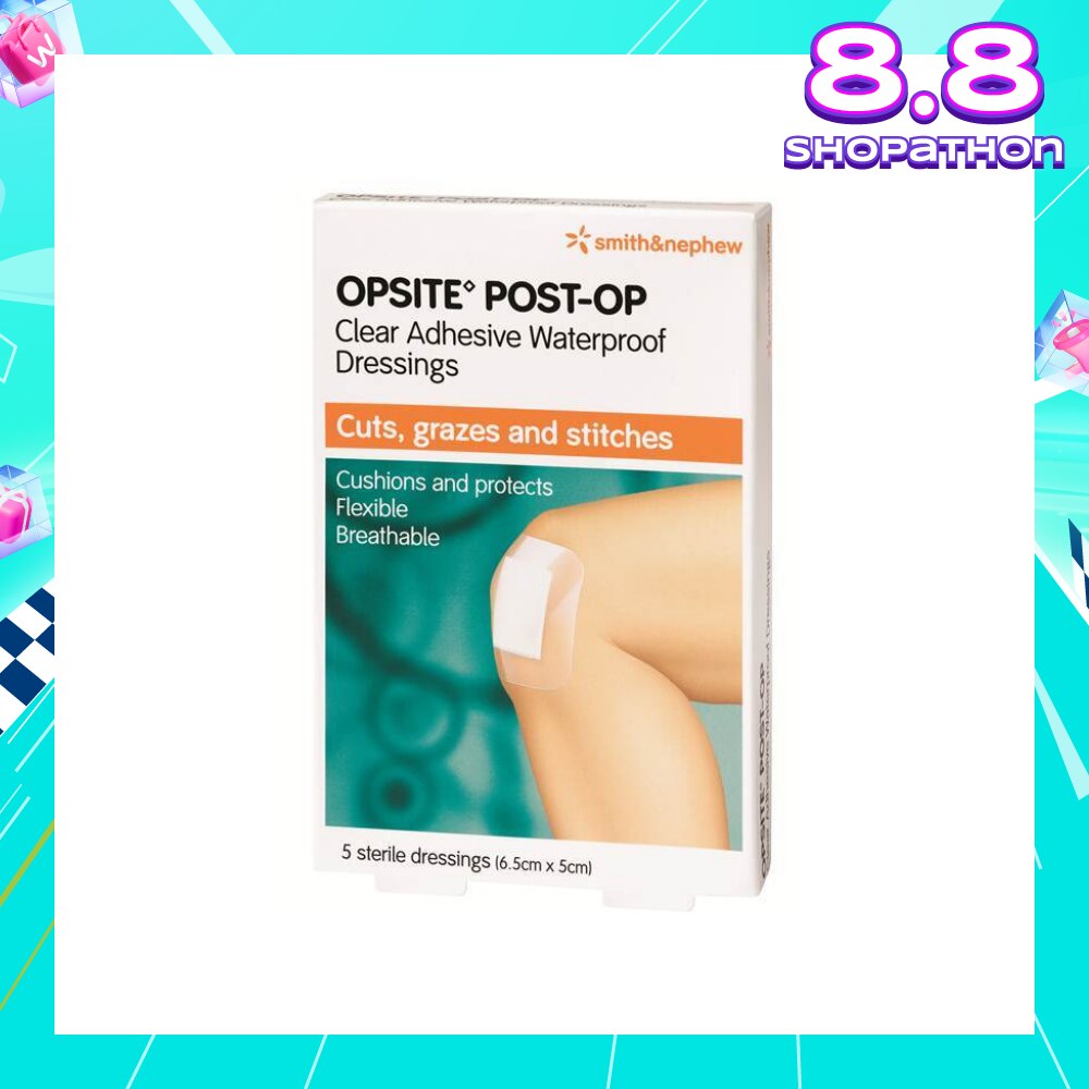 Opsite Post-Op Clear Adhesvie Waterproof Dressing 6.5cm X 5cm X 5pcs
