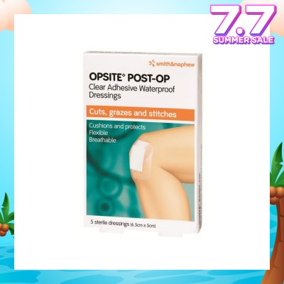SMITH & NEPHEW Opsite Post-Op Clear Adhesvie Waterproof Dressing 6.5cm X 5cm X 5pcs
