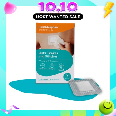 SMITH & NEPHEW Opsite Post Op Clear Adhesvie Waterproof Dressing 6.5cm X 5cm X 5pcs image