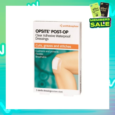 SMITH & NEPHEW Opsite Post-Op Clear Adhesvie Waterproof Dressing 6.5cm X 5cm X 5pcs
