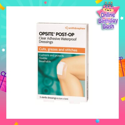 SMITH & NEPHEW Opsite Post-Op Clear Adhesvie Waterproof Dressing 6.5cm X 5cm X 5pcs