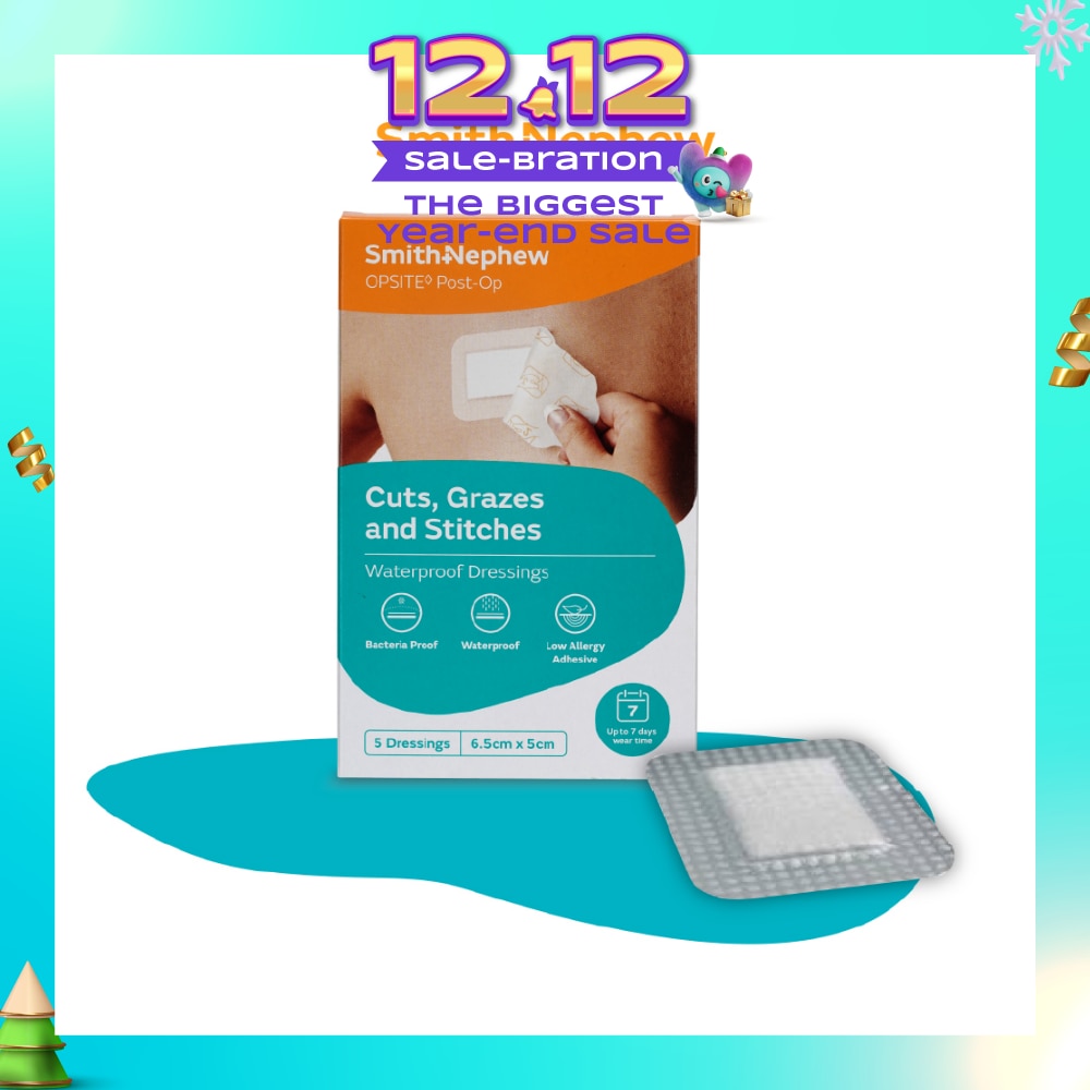 Opsite Post-Op Clear Adhesvie Waterproof Dressing 6.5cm X 5cm X 5pcs