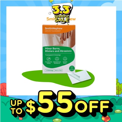 SMITH & NEPHEW OPSITE FLEXIGRID Clear Waterproof Film Dressing 6cm x 7cm 5s