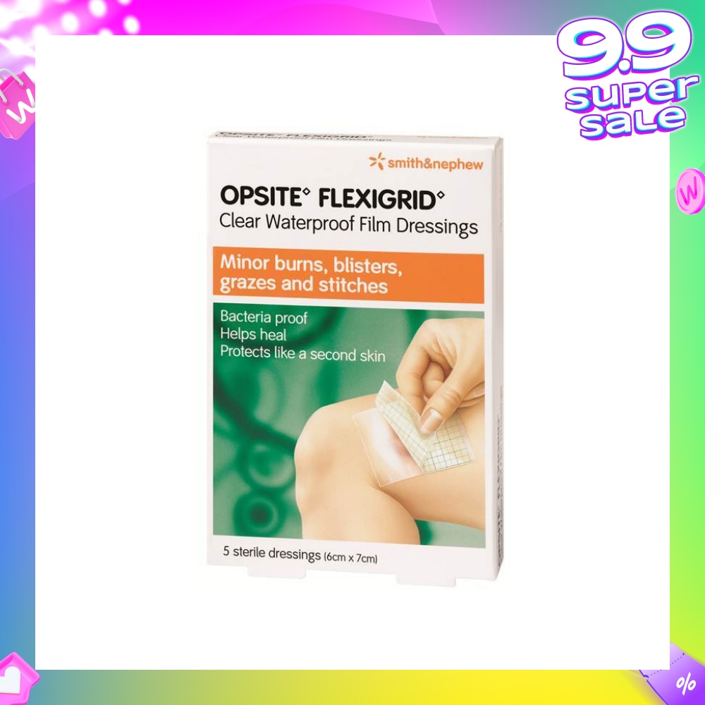 OPSITE FLEXIGRID Clear Waterproof Film Dressing 6cm x 7cm 5s