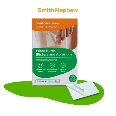 SMITH & NEPHEW OPSITE FLEXIGRID Clear Waterproof Film Dressing 6cm x 7cm 5s
