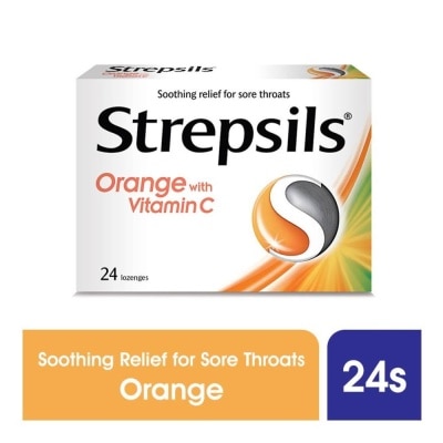 STREPSILS Lozenges Soothing Relief for Sore Throat Orange with Vitamin C 24s