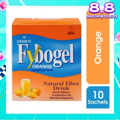 FYBOGEL Natural Fibre Drink Sachet Orange Flavour (Gently Relieves Constipation) 10s
