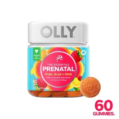 OLLY The Essential Prenatal Chewable Gummy Multivitamins with Folic Acid + DHA 30 Day Supply 60s