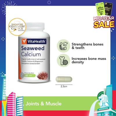 VITAHEALTH Organic Seaweed Calcium 1000 60 Tablets