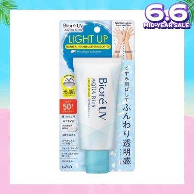 BIORE UV Aqua Rich Light Up Essence SPF50+ PA++++ Sunscreen (For Face & Body + Natural Transluscent Radiance) 70g