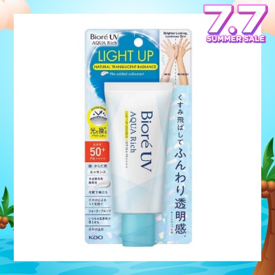 BIORE UV Aqua Rich Light Up Essence SPF50+ PA++++ Sunscreen (For Face & Body + Natural Transluscent Radiance) 70g