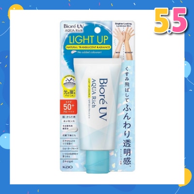 BIORE UV Aqua Rich Light Up Essence SPF50+ PA++++ Sunscreen (For Face & Body + Natural Transluscent Radiance) 70g