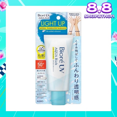 BIORE UV Aqua Rich Light Up Essence SPF50+ PA++++ Sunscreen (For Face & Body + Natural Transluscent Radiance) 70g