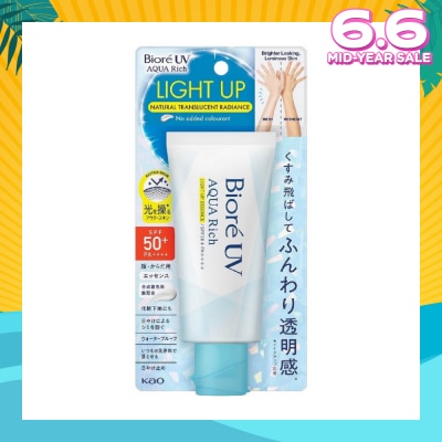 BIORE UV Aqua Rich Light Up Essence SPF50+ PA++++ Sunscreen (For Face & Body + Natural Transluscent Radiance) 70g