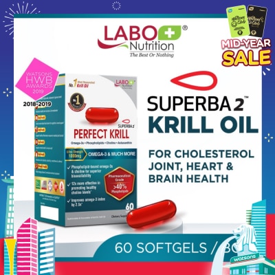 LABO NUTRITION Perfect Krill Dietary Supplement Softgel (For Heart, Brain, Liver, Joint,Vision, Immune Health) 60s