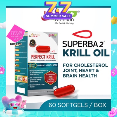 LABO NUTRITION - Perfect Krill Dietary Supplement Softgel (For Heart, Brain, Liver, Joint,Vision, Immune Health) 60s