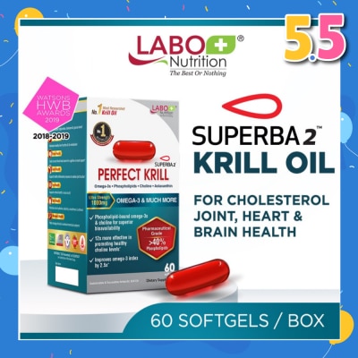 LABO NUTRITION Perfect Krill Dietary Supplement Softgel (For Heart, Brain, Liver, Joint,Vision, Immune Health) 60s