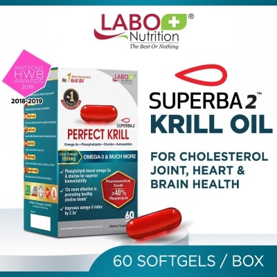 LABO NUTRITION Perfect Krill Dietary Supplement Softgel (For Heart, Brain, Liver, Joint,Vision, Immune Health) 60s