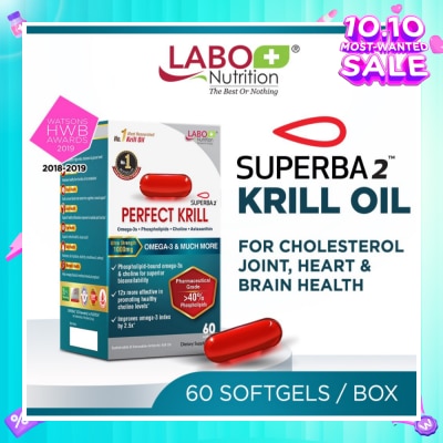 LABO NUTRITION Perfect Krill Dietary Supplement Softgel (For Heart, Brain, Liver, Joint,Vision, Immune Health) 60s