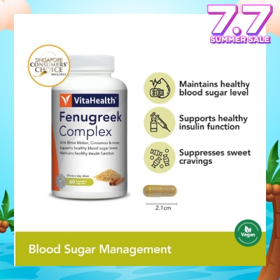VITAHEALTH Fenugreek & Cinnamon Complex 60 Vegetable Capsules