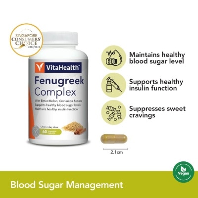 VITAHEALTH Fenugreek & Cinnamon Complex 60 Vegetable Capsules