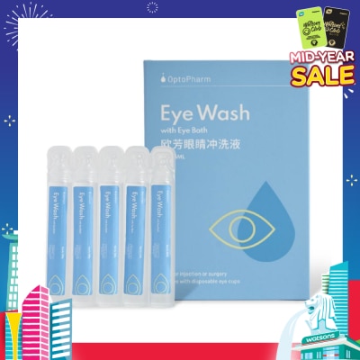 OPTO PHARM Eyewash 15ml x 15s (Comes with Disposable Eyecups)