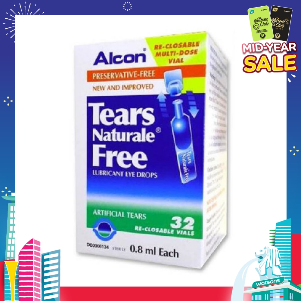 Alcon Tears Naturale Free Lubricant Eye Drops 0.8ml x  32s