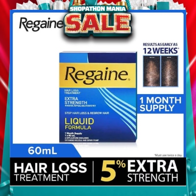 REGAINE - Extra Strength Minoxidil Topical Solution 5% W/V Solution(For Hair Regrow & Hair Loss Treatment) 60ml