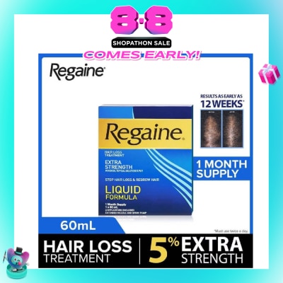 REGAINE - Extra Strength Minoxidil Topical Solution 5% W/V Solution(For Hair Regrow & Hair Loss Treatment) 60ml