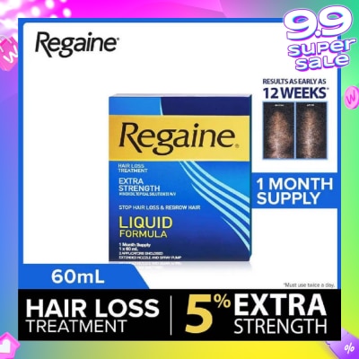 REGAINE Extra Strength Minoxidil Topical Solution 5% W/V Solution(For Hair Regrow & Hair Loss Treatment) 60ml