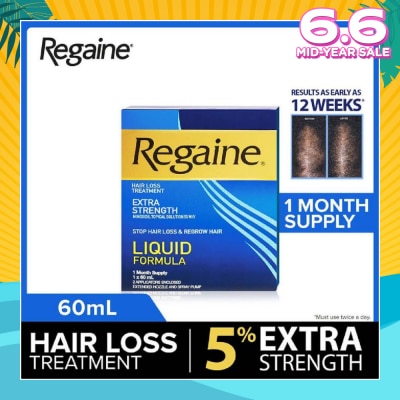 REGAINE Extra Strength Minoxidil Topical Solution 5% W/V Solution(For Hair Regrow & Hair Loss Treatment) 60ml
