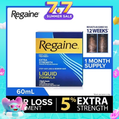 REGAINE - Extra Strength Minoxidil Topical Solution 5% W/V Solution(For Hair Regrow & Hair Loss Treatment) 60ml