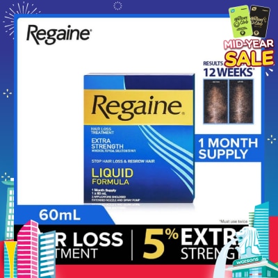REGAINE Extra Strength Minoxidil Topical Solution 5% W/V Solution(For Hair Regrow & Hair Loss Treatment) 60ml