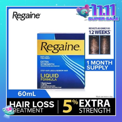 REGAINE Extra Strength Minoxidil Topical Solution 5% W/V Solution(For Hair Regrow & Hair Loss Treatment) 60ml