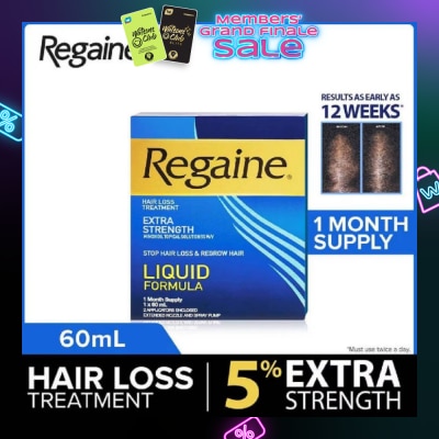 REGAINE Extra Strength Minoxidil Topical Solution 5% W/V Solution(For Hair Regrow & Hair Loss Treatment) 60ml