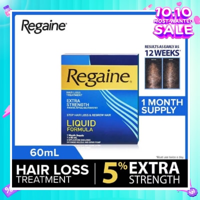 REGAINE Extra Strength Minoxidil Topical Solution 5% W/V Solution(For Hair Regrow & Hair Loss Treatment) 60ml