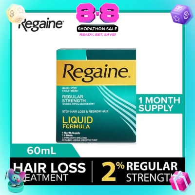 REGAINE - Regular Strength Minoxidil Topical Solution 2% W/V Solution (For Hair Regrow & Hair Loss Treatment) 60ml